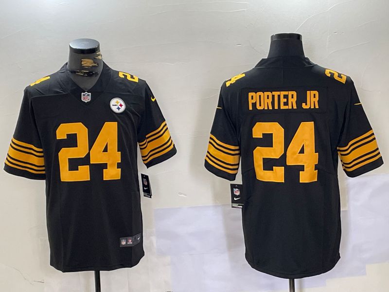 Men Pittsburgh Steelers 24 Porter jr Black 2024 Nike Limited NFL Jersey style 2